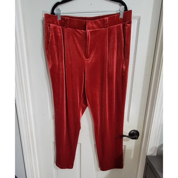 Torrid Womens Red Relaxed Taper Velvet High Rise Pants Flat Front Size 18‎ NWT - Picture 5 of 13